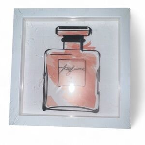 Framed Perfume Bottle Art in Pink and Black